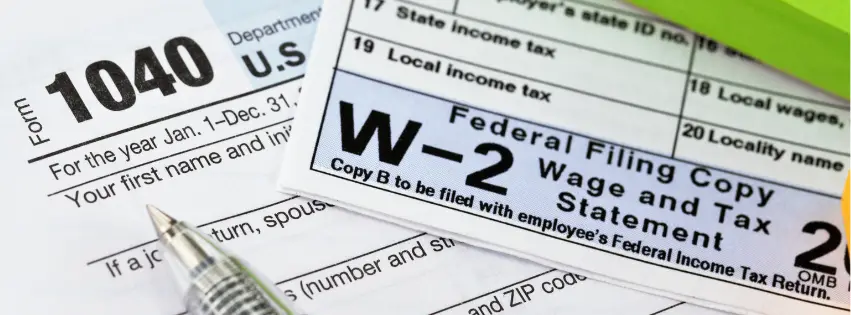W2 form and 1040 form picture
